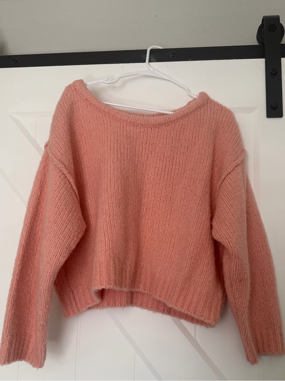 Anthropologie Blush Pink Cropped Knit Sweater Size M Like New